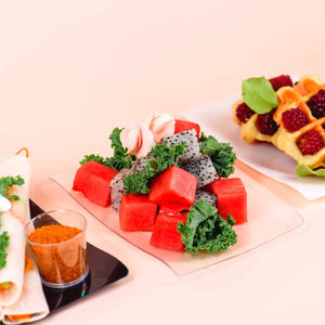 Plato Pastelero para Postres Rectangular Re-utilizable Plastico Catering  -  ( 20 Pzas / 100 Pzas ) IA