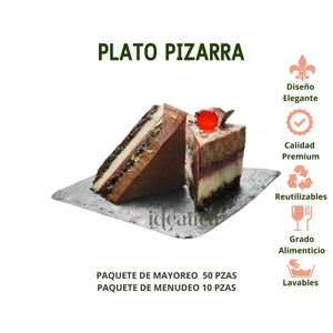 Plato Pizarra para Canapes o Postres Re-utilizable Candy Bar Catering IA