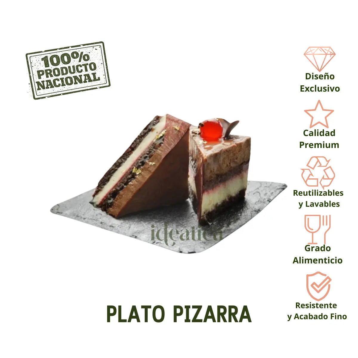 Plato Pizarra para Postres Re-utilizable Candy Bar Catering 100 pzas IA