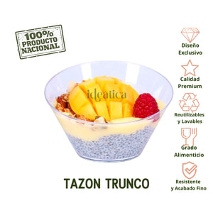 Plato Tazon Trunco para Postres Comida o Botana Re-utilizable Plastico Catering - 7Oz / 207 ml ( 20 Pzas / 100 Pzas )