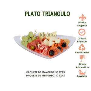 Plato Triangulo para Comida o Postres Re-utilizable Candy Bar Catering IA