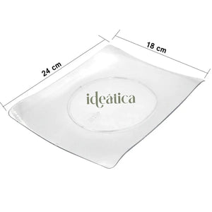 Plato Trinche para Comida o Postres Rectangular Re-utilizable Plastico Catering  - ( 10 Pzas / 50 Pzas ) IA