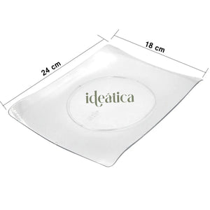 Plato Trinche para Comida o Postres Rectangular Re-utilizable Plastico Catering  - ( 10 Pzas / 50 Pzas ) IA