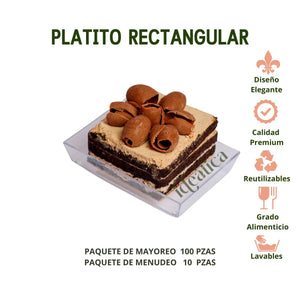 Plato para Canapes o Postres Rectangular Re-utilizable Candy Bar Catering IA