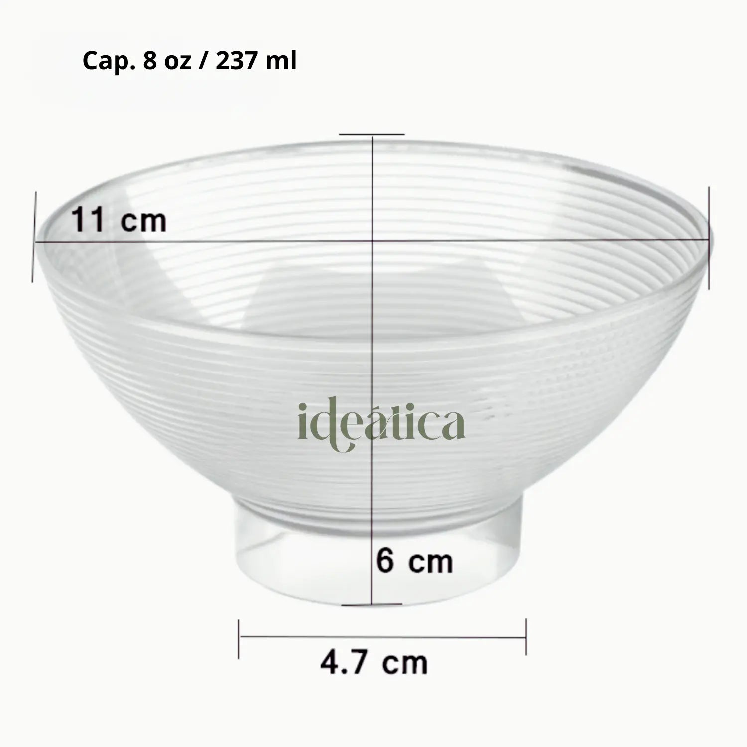 Plato para Postres Cuenco Grande Re-utilizable Candy Bar Catering 8 Oz IA