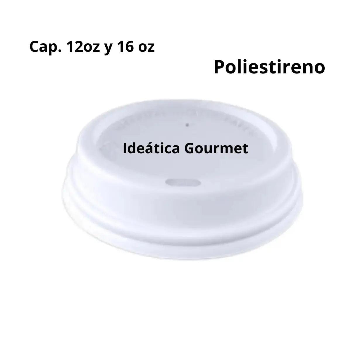 Tapa Blanca Para Vaso de 12 Oz y 16 Oz para Bebidas o Café de Plástico Catering - (Los Vasos se  Venden por Separado) IN