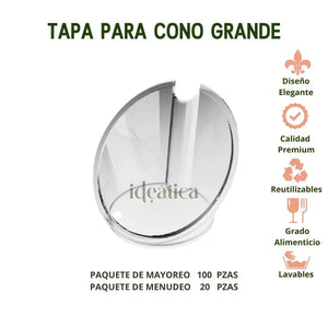 Tapa Dura para Cono Grande Postre Plastico Catering (Los conos se venden por separado) IA