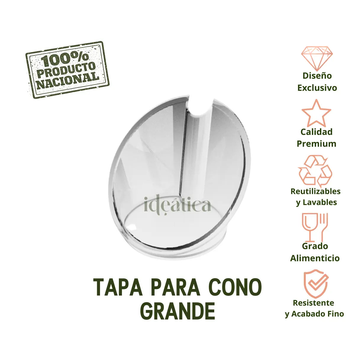 Tapa para Cono Grande Postre Candy Bar Catering 100 pzas (Los conos se venden por separado) IA