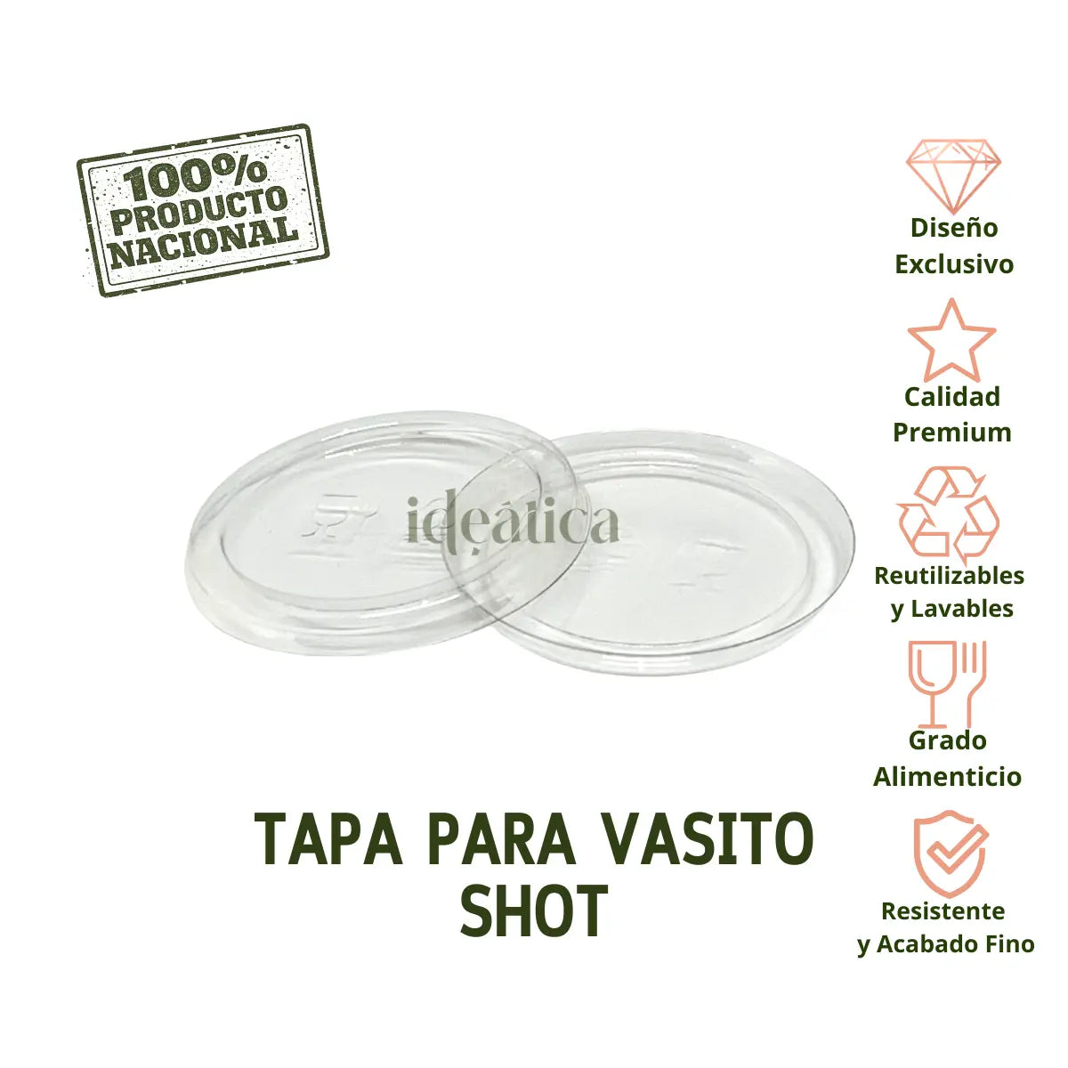 Tapa Flexible para Mini Vasito Shot Postres Candy Bar Catering 100 pzas (Los vasitos se venden por separado) IA