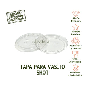 Tapa Flexible para Vasito Shot para Postres Plastico Catering 100 pzas (Los vasitos se venden por separado)