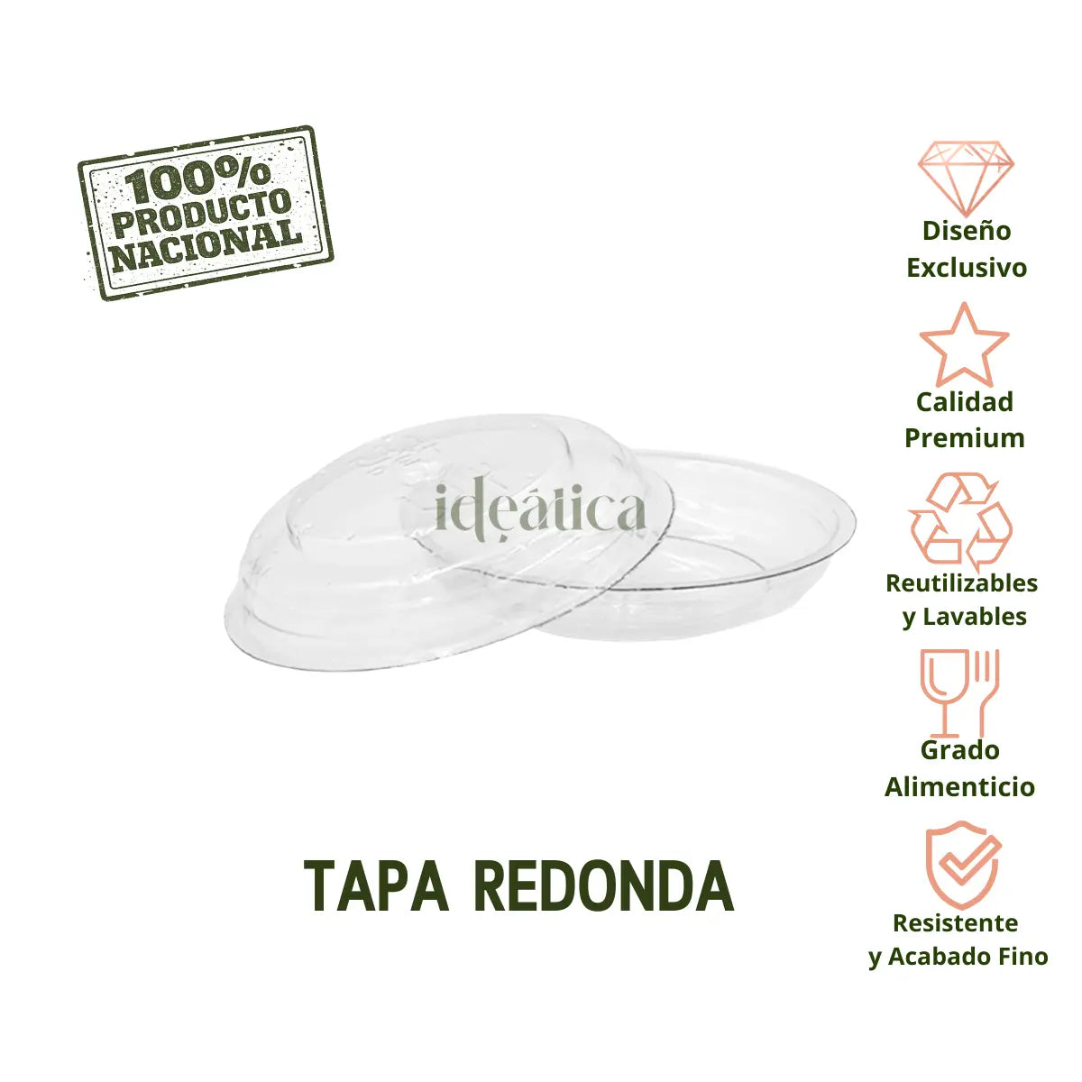 Tapa Flexible para Vasito para Postres Clasico Candy Bar Catering 100 pzas (Los vasitos se venden por separado) IA