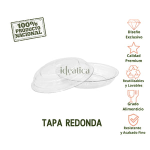 Tapa Flexible para Vasito para Postres Clasico Plastico Catering 100 pzas (Los vasitos se venden por separado)