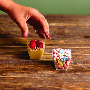 Tapa Flexible para Vasito para Postres Piramide Plastico Catering 100 pzas (Los vasitos se venden por separado) IA