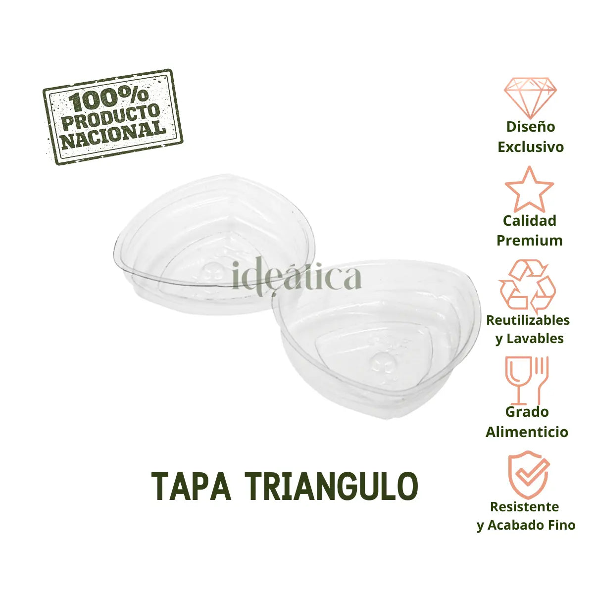 Tapa Flexible para Vasito para Postres Triangulo Candy Bar Catering 100 pzas (Los vasitos se venden por separado) IA