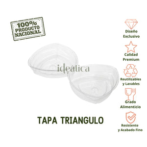 Tapa Flexible para Vasito para Postres Triangulo Plastico Catering 100 pzas (Los vasitos se venden por separado)
