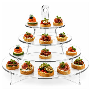 Torre Display Circular 4 Niveles para Cupcakes y Catering Armable Acrilico