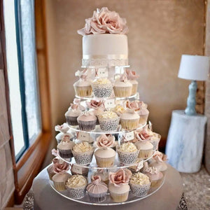 Torre Grande Circular 5 Niveles para Cupcakes Postres y Catering Acrilico