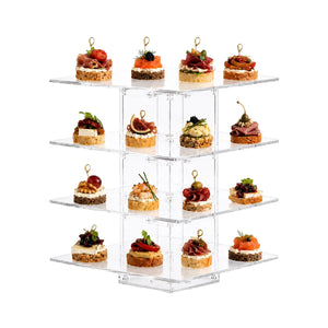Torre Grande Cuadrangular 4 Niveles para Cupcakes Postres y Catering Acrilico