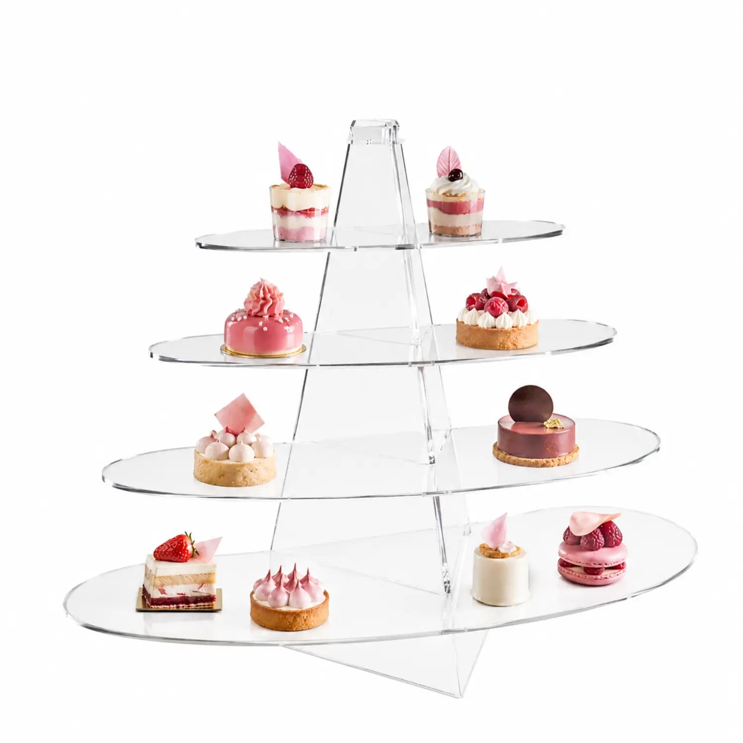 Torre o Base Grande Barco Vela para Cupcakes o Postres de Acrilico Catering 4 Niveles