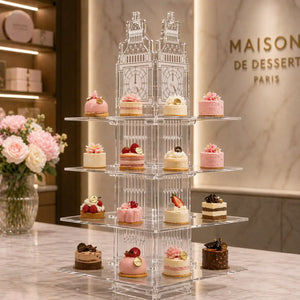 Torre o Base Grande Big Ben para Cupcakes o Postres de Acrilico Catering 4 Niveles