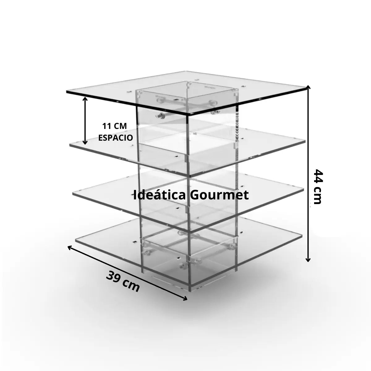 Torre o Base Grande Cuadrangular para Cupcakes o Postres de Acrilico Catering 4 Niveles IA