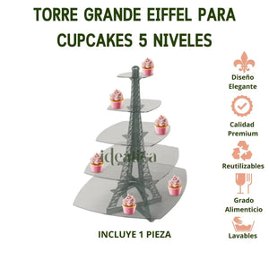 Torre o Base Grande Eiffel para cupcakes o postres de Acrilico Catering 5 Niveles IA