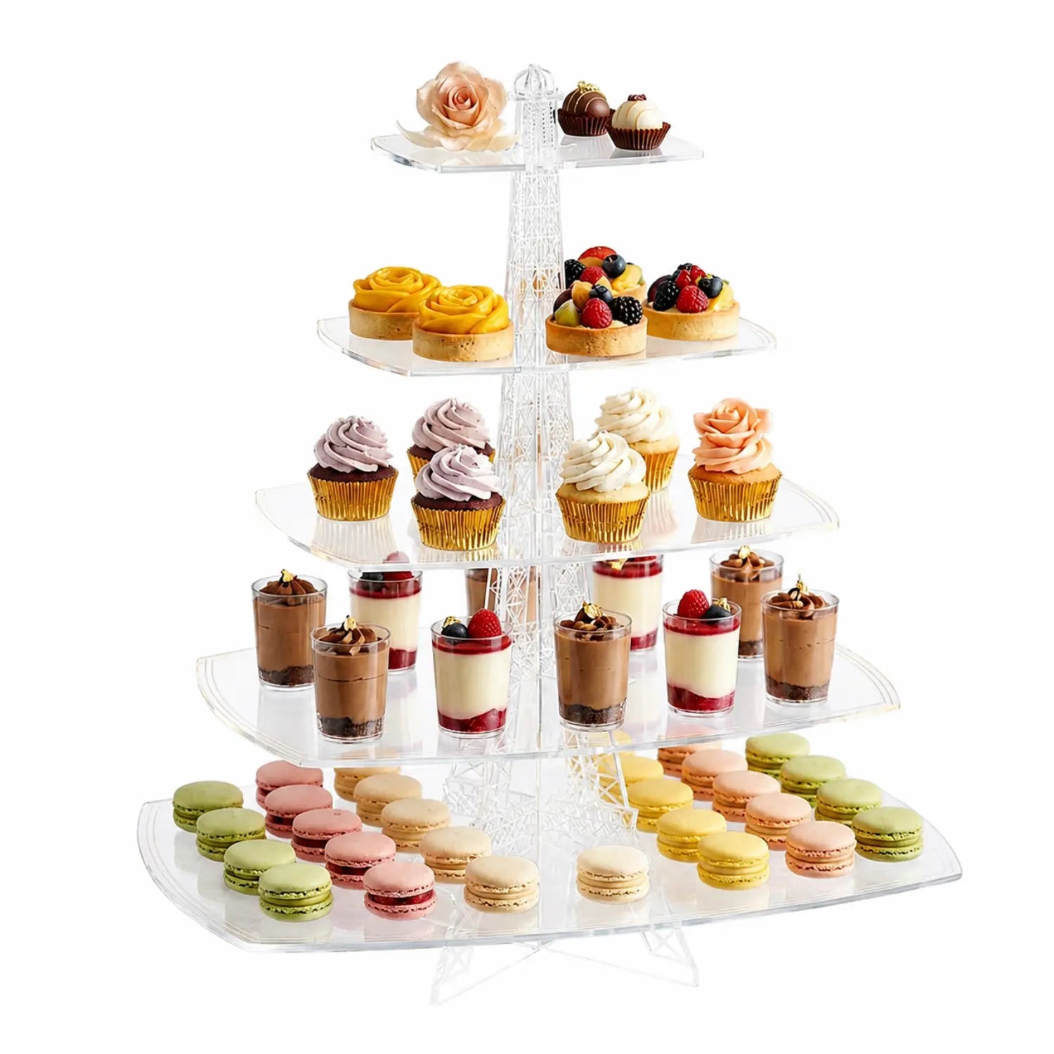 Torre Eiffel Grande 5 Niveles para cupcakes postres y Catering Acrilico
