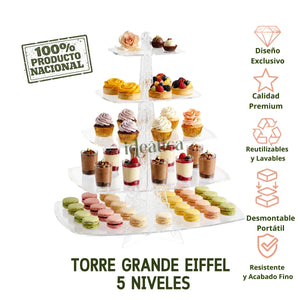 Torre Eiffel Grande 5 Niveles para cupcakes postres y Catering Acrilico