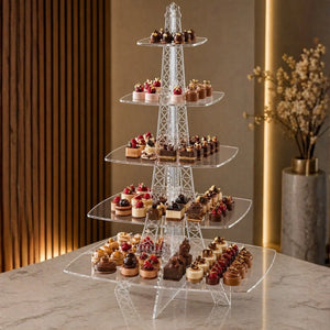 Torre Eiffel Grande 5 Niveles para cupcakes postres y Catering Acrilico