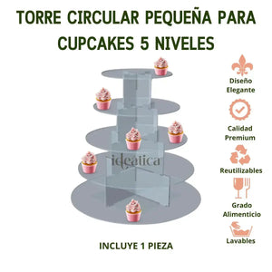 Torre o Base Pequeña para Cupcakes y Postres de Acrilico Catering 5 Niveles IA
