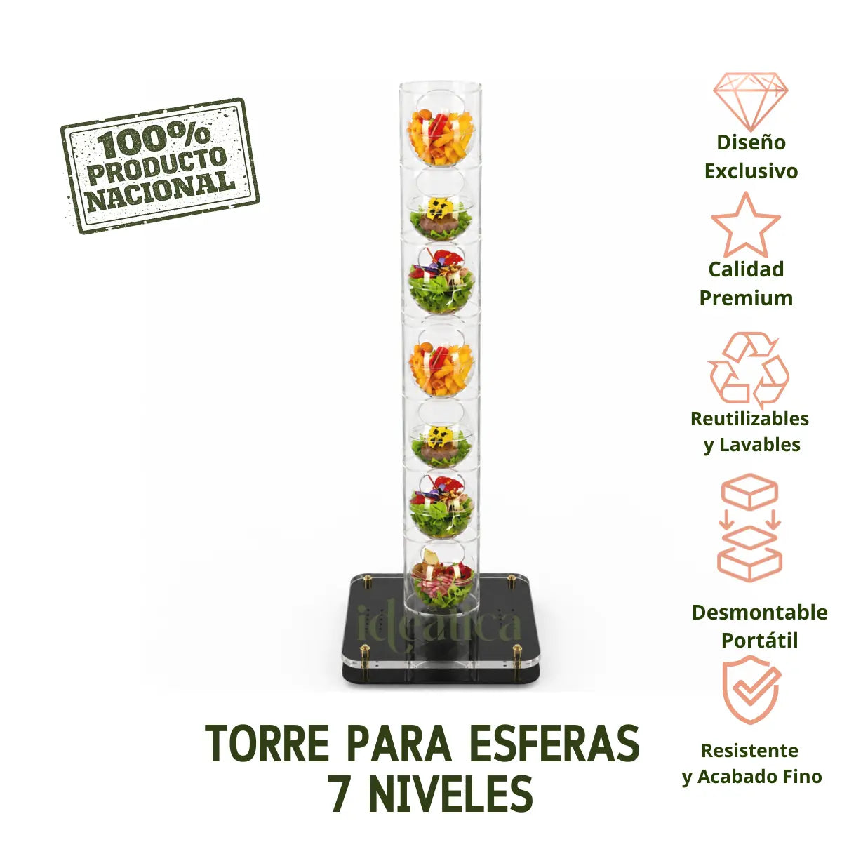 Torre para Esferas Gourmet 7 Niveles Postres y Catering Acrilico