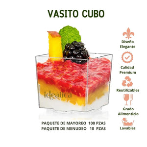 Vasito Cubo para Postres Re-utilizable Candy Bar Catering 3 Oz IA