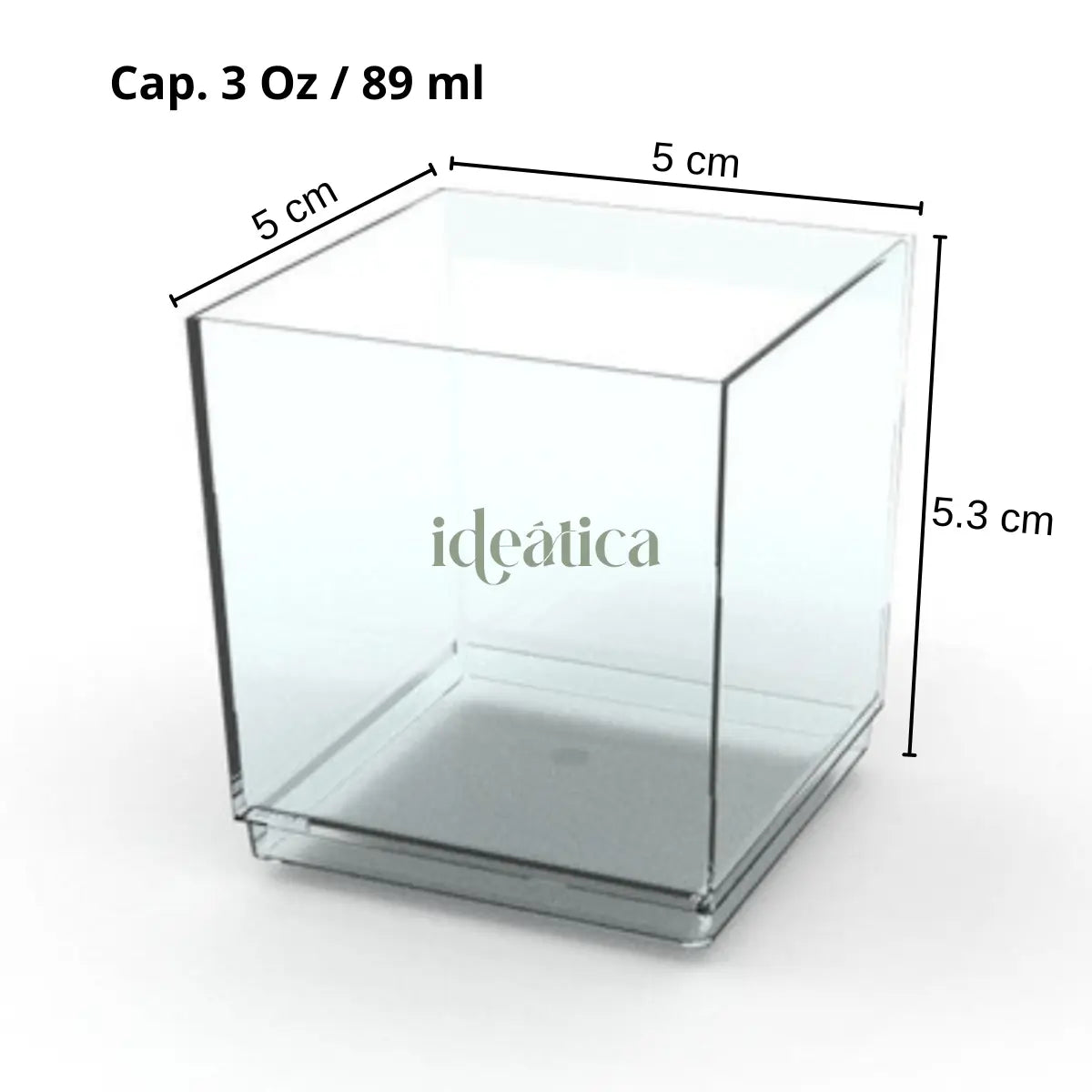 Vasito Cubo para Postres Re-utilizable Candy Bar Catering 3 Oz 100 pzas IA