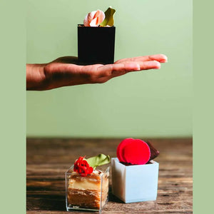 Vasito Cubo para Postres Re-utilizable Plastico Catering - 3 Oz / 89 ml ( 10 Pzas / 100 Pzas ) IA