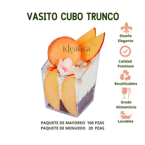 Vasito Cubo para Postres Trunco Re-utilizable Candy Bar Catering 3.5 Oz IA