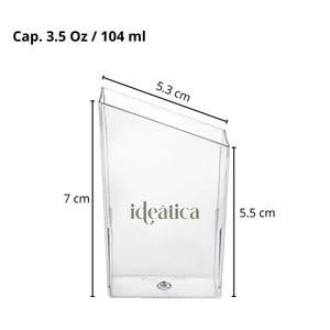 Vasito Cubo para Postres Trunco Re-utilizable Plastico Catering - 3.5 Oz / 104 ml ( 20 Pzas / 100 Pzas ) IA