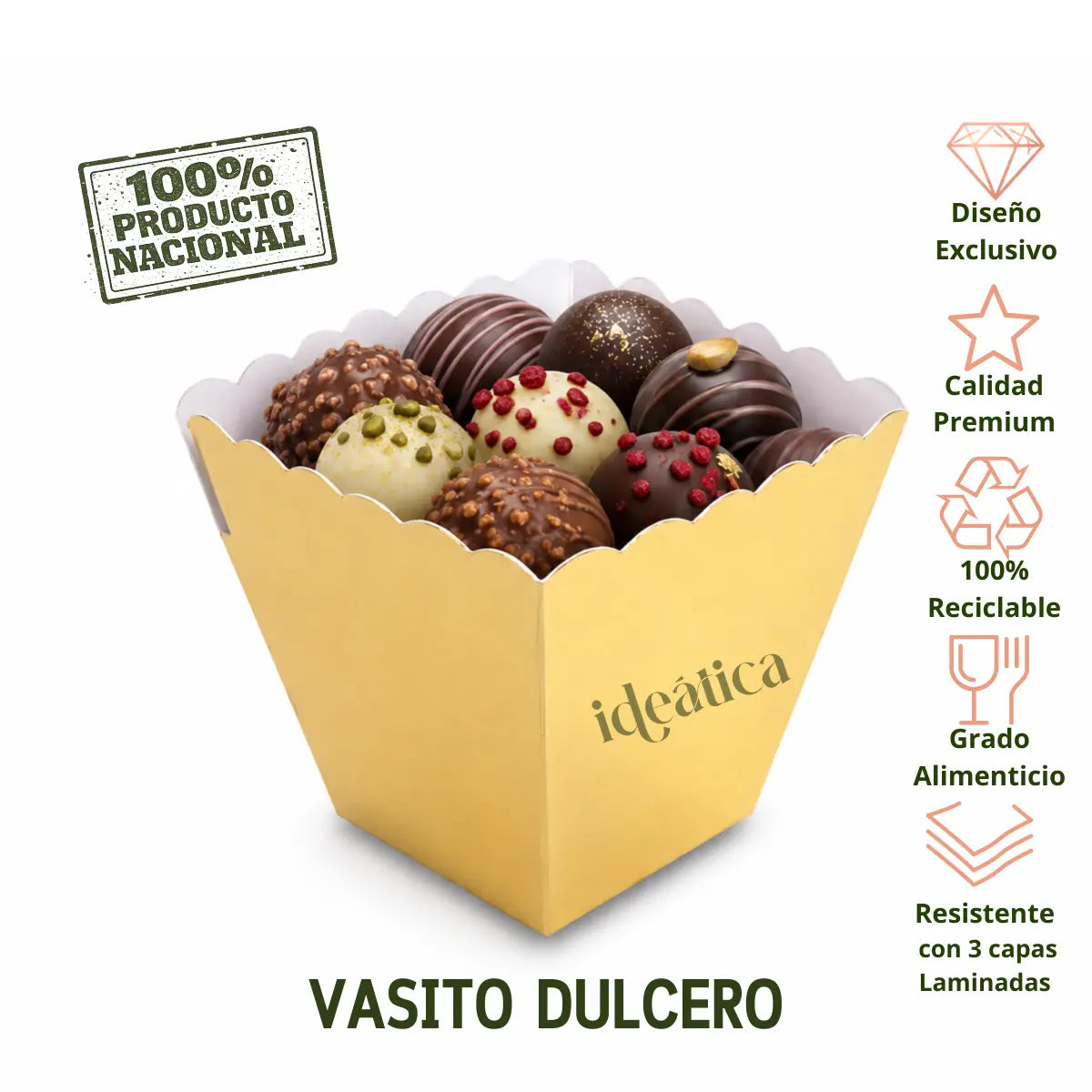 Mini Vasito Piramide para Dulces y Catering - 50 pzas
