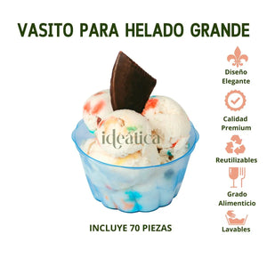 Vasito para Postres Helado Grande Biodegradable Re-utilizable Candy Bar Catering 6 Oz 70 pzas IA