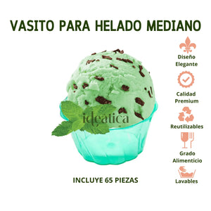 Vasito para Postres Helado Mediano Biodegradable Re-utilizable Plastico Catering - 5 Oz / 148 ml ( 65 Pzas ) IA