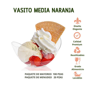 Vasito para Postres Media Naranja Re-utilizable Candy Bar Catering 2.5 Oz IA