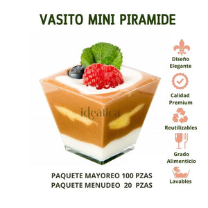 Vasito para Postres Mini Piramide Re-utilizable Candy Bar Catering 2 Oz IA