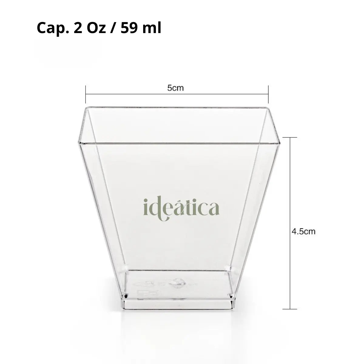 Vasito para Postres Mini Pirámide Re-utilizable Candy Bar Catering 2 Oz 100 pzas IA