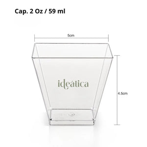 Vasito para Postres Mini Piramide Re-utilizable Plastico Catering - 2 Oz / 59 ml ( 20 Pzas / 100 Pzas ) IA