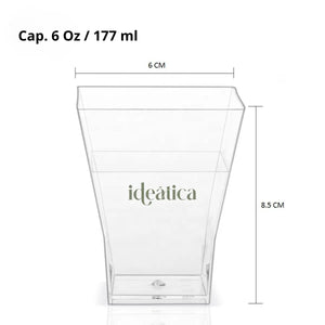 Vasito para Postres Piramide Re-utilizable Plastico Catering - 6 Oz / 177  ml ( 15 Pzas / 90 Pzas ) PT