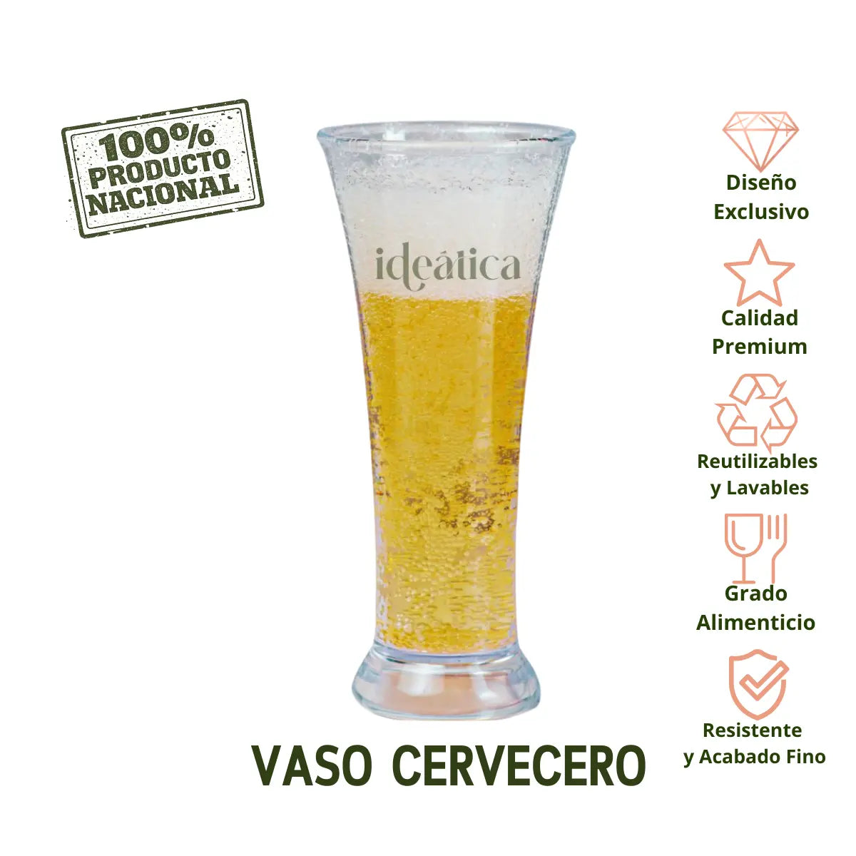 Vaso Cervecero para Postres Re-utilizable Candy Bar Catering 12 Oz 48 pzas IA