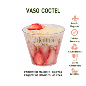 Vaso Coctel para Bebidas Re-utilizable Eventos y Catering 8 Oz PLASTHO