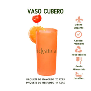 Vaso Cubero para Bebidas Re-utilizable Eventos y Catering 13 Oz IA