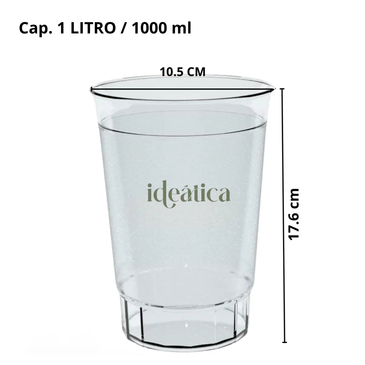 Vaso Grande Clasico para Bebidas Re-utilizable Eventos y Catering 1 Lt IA