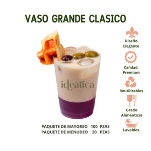 Vaso Grande Clasico para Bebidas Re-utilizable Eventos y Catering 12 Oz IA