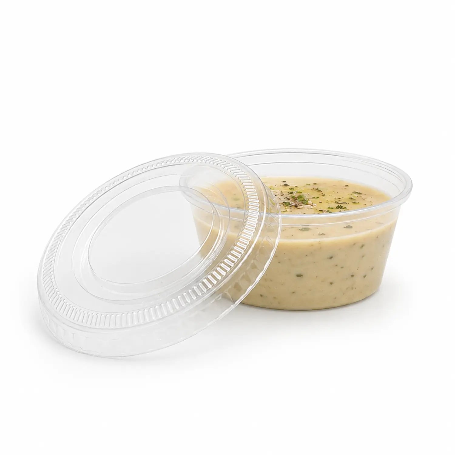 Vaso con Tapa tipo Souffle Para Aderezos o Salsas Transparente 2 oz / 59 ml - 200 pzas